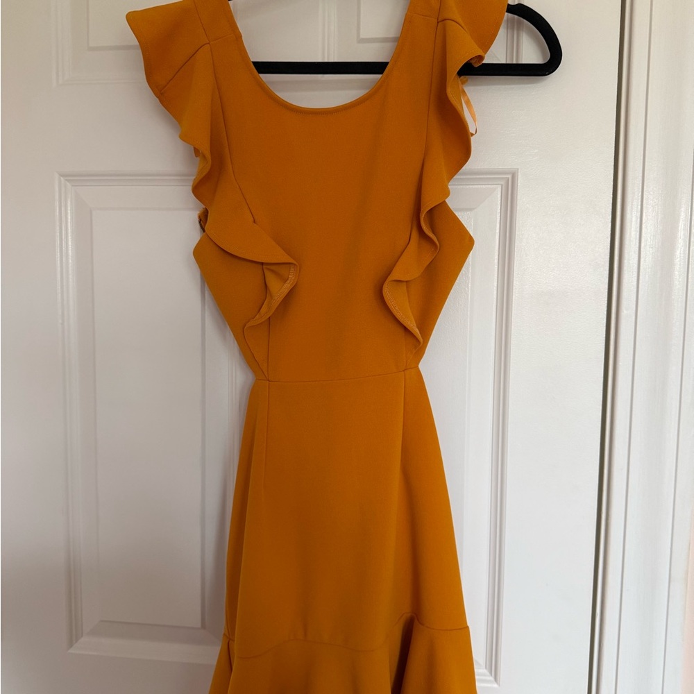 Elegant Mustard Ruffle Dress